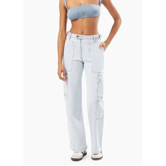 New WeWoreWhat High-Rise Utility Jeans Indigo Straight Leg Denim Size 29 NWT - Picture 1 of 9